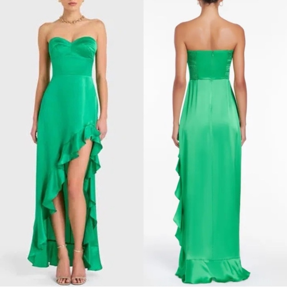 Amanda Uprichard | Amalia Silk Gown In Grass Green Size Large New Maxi Dress